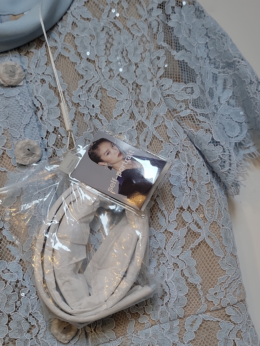 Self-Portrait Pale Blue Lace Button-Through Midi Dress - Picture 6 of 15